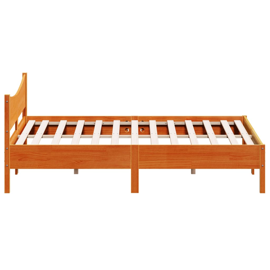 Bed Frame without Mattress Wax Brown 200x200 cm Solid Wood Pine