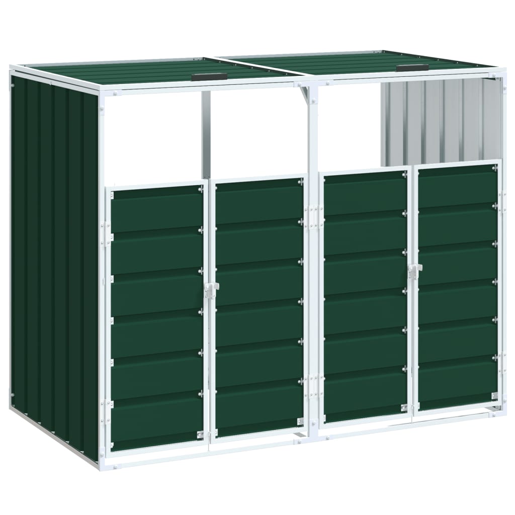 Wheelie Bin Storage for Double Bins Green 144x81x113 cm Steel