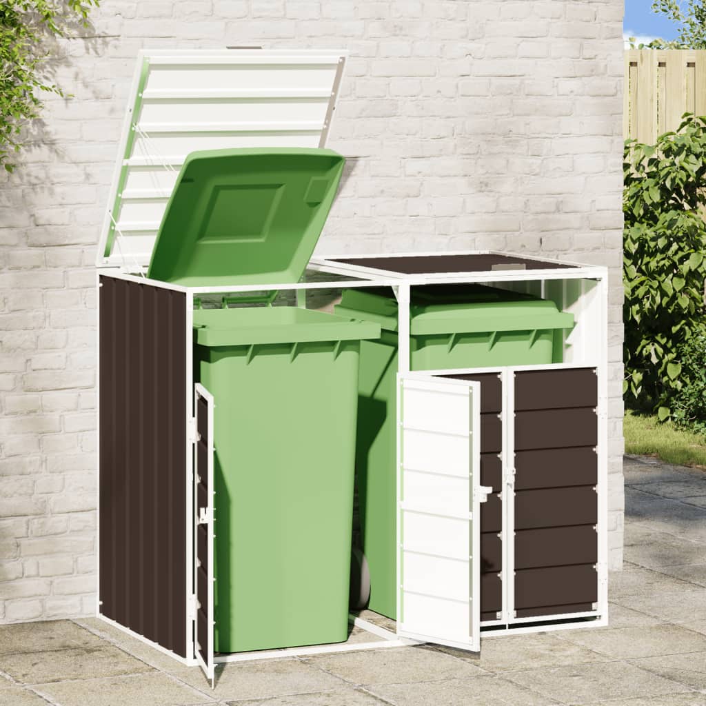 Wheelie Bin Storage for Double Bins Brown 144x81x113 cm Steel