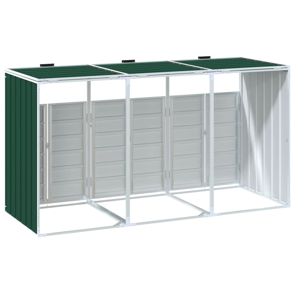 Wheelie Bin Storage for Triple Bins Green 216x81x115 cm Steel