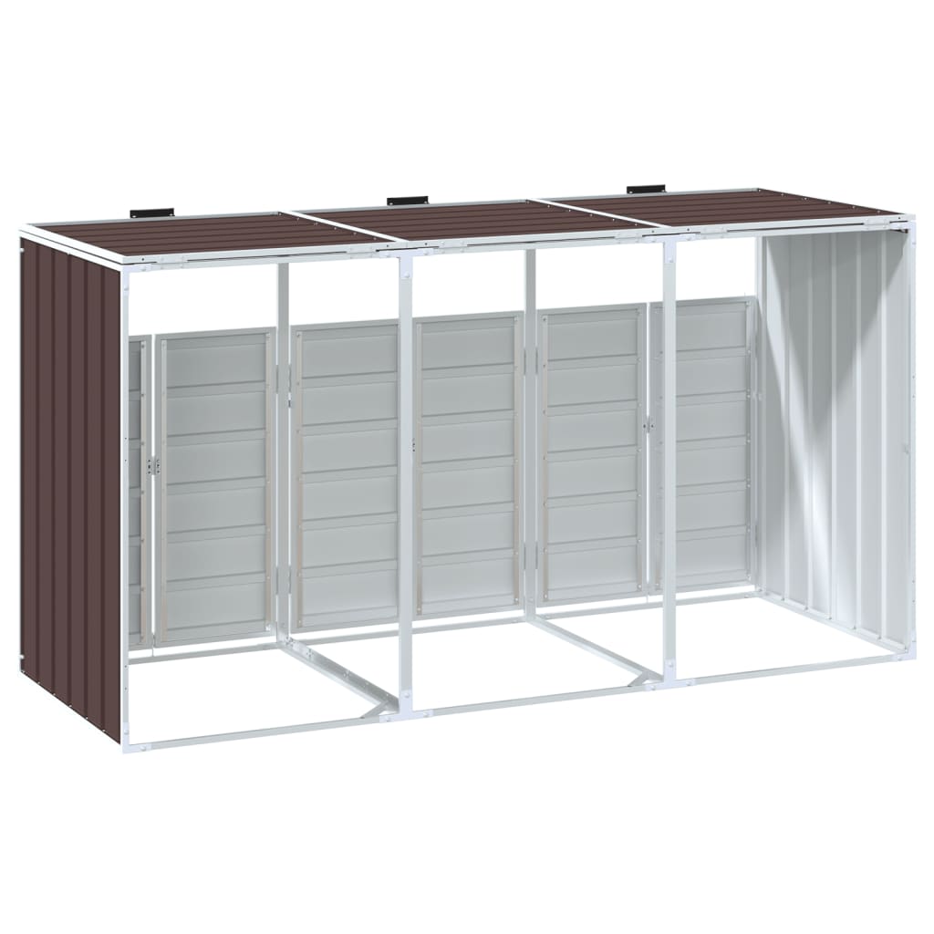 Wheelie Bin Storage for Triple Bins Brown 216x81x115 cm Steel