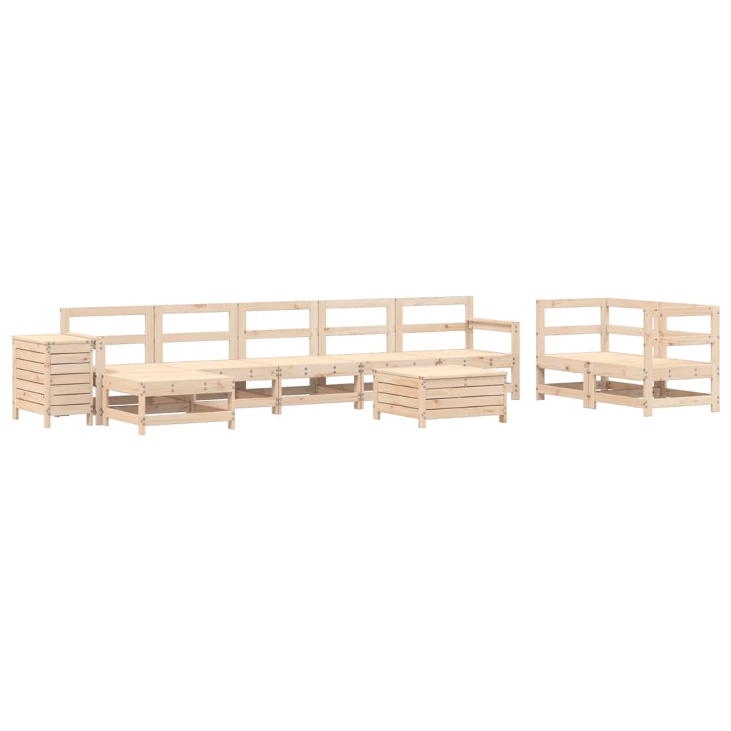 10 Piece Garden Sofa Set Solid Wood Pine