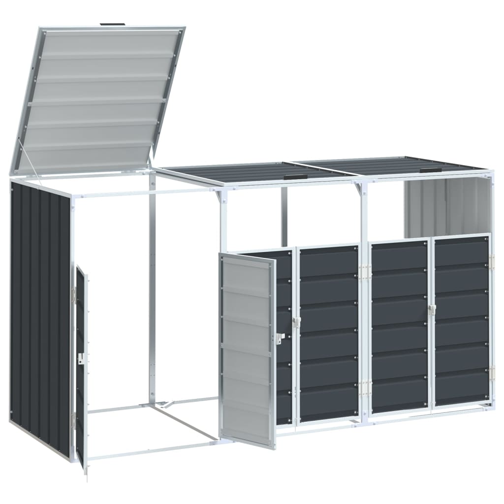 Wheelie Bin Storage for Triple Bins Anthracite 216x81x115 cm Steel