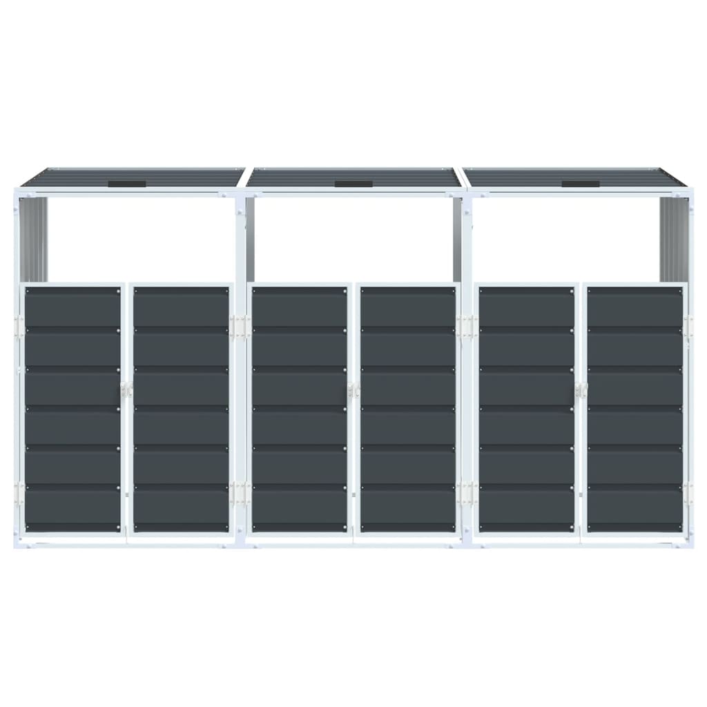 Wheelie Bin Storage for Triple Bins Anthracite 216x81x115 cm Steel