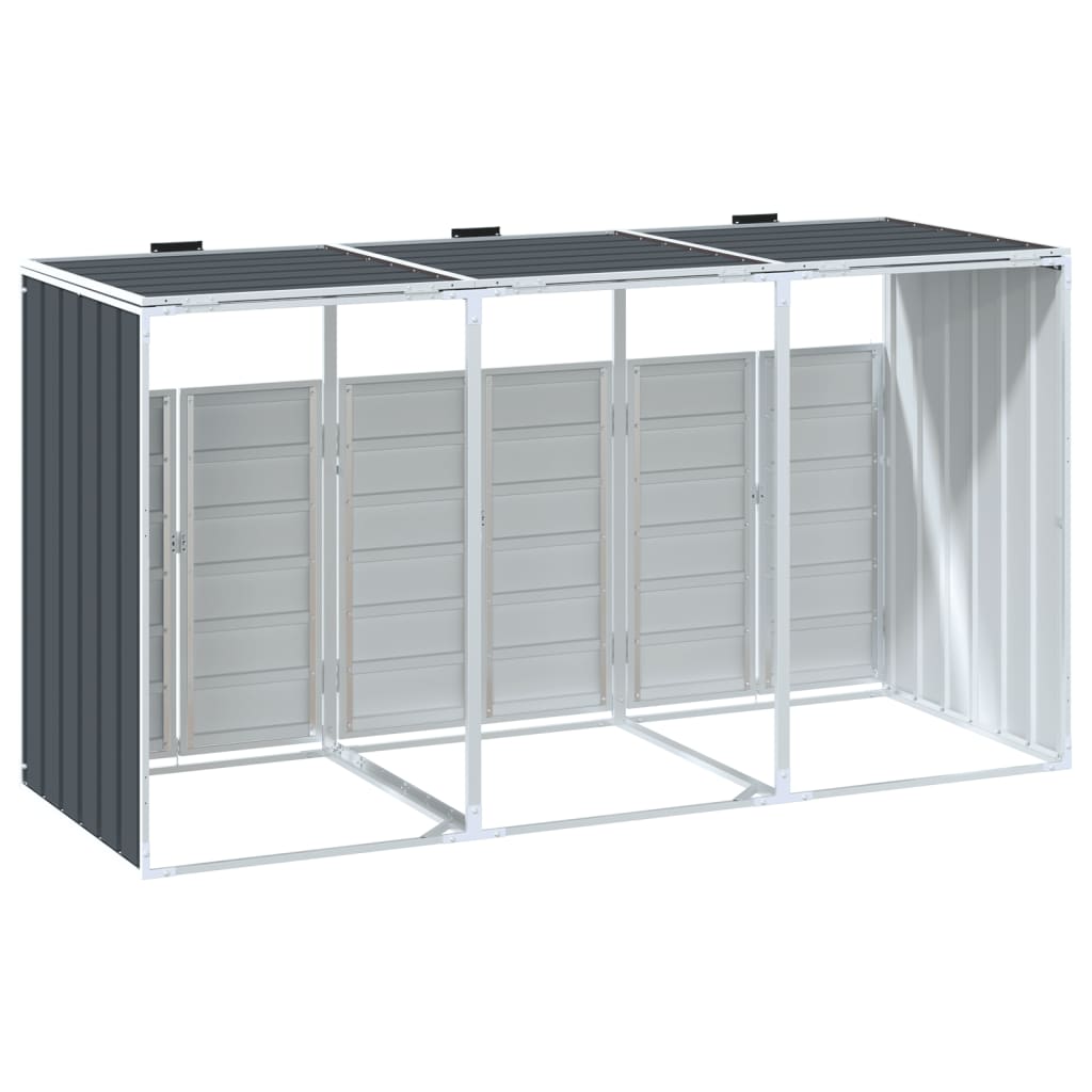 Wheelie Bin Storage for Triple Bins Anthracite 216x81x115 cm Steel