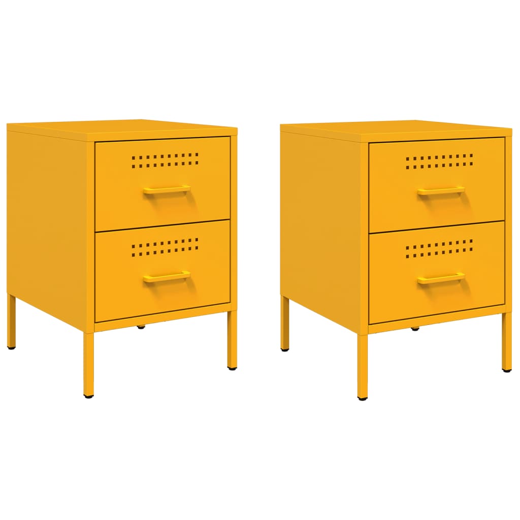 Bedside Cabinets 2 pcs Mustard Yellow 36x39x50.5 cm Steel
