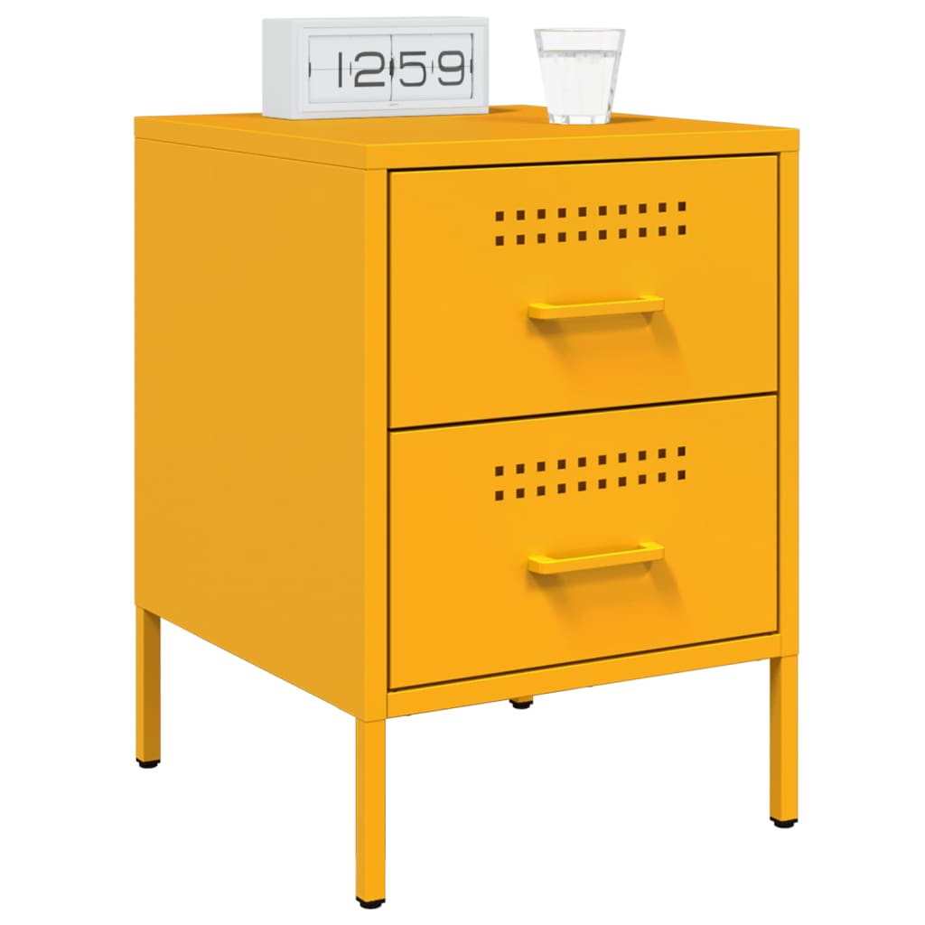 Bedside Cabinets 2 pcs Mustard Yellow 36x39x50.5 cm Steel