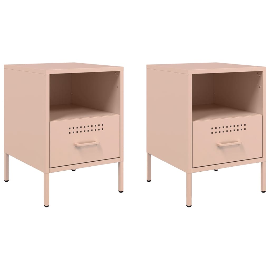 Bedside Cabinets 2 pcs Pink 36x39x50.5 cm Steel