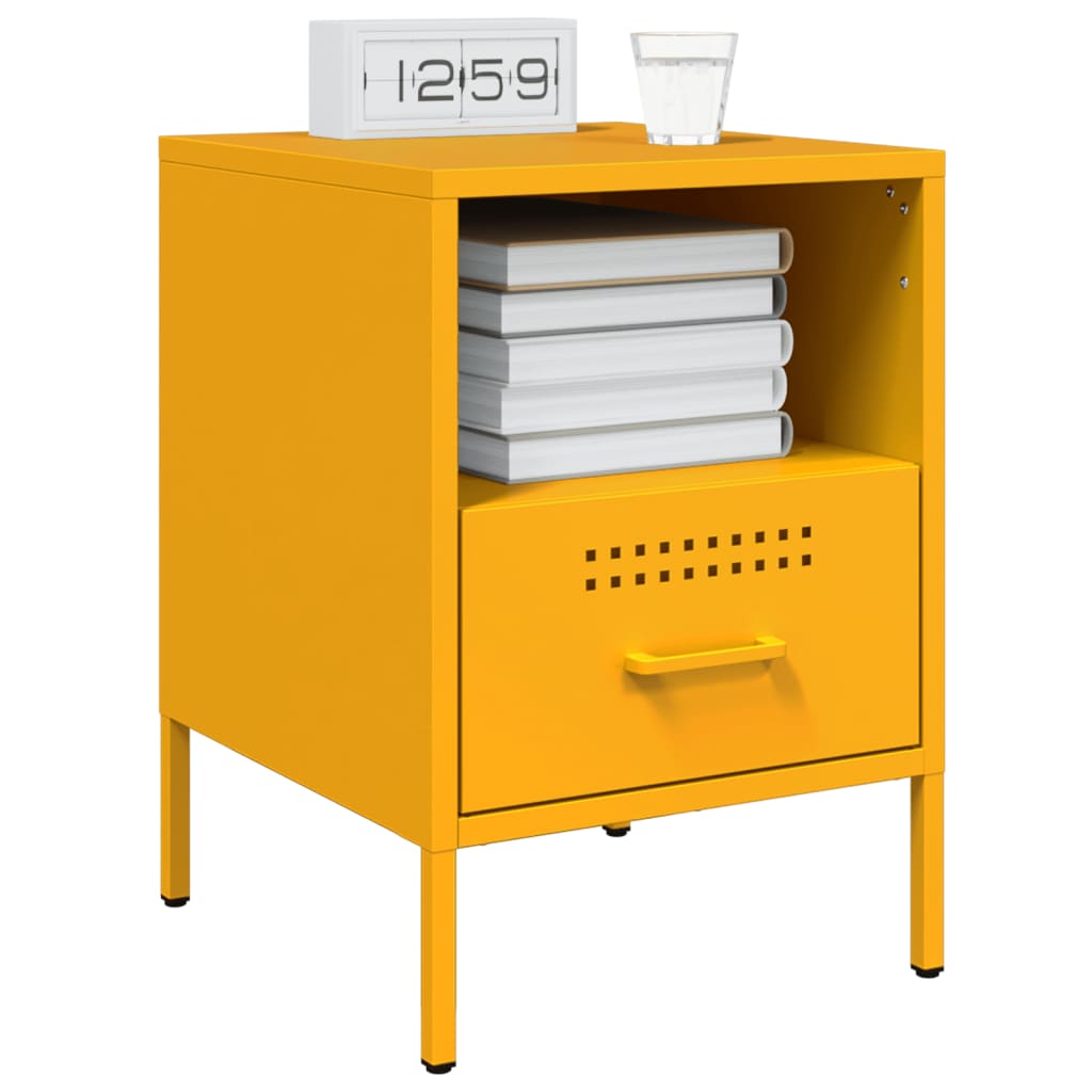 Bedside Cabinets 2 pcs Mustard Yellow 36x39x50.5 cm Steel