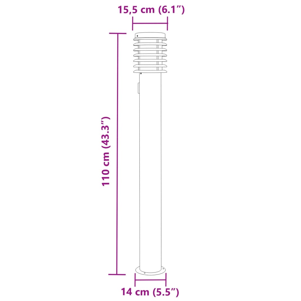 Outdoor Floor Lamps with Outlet 3pcs Black 110cm Stainless Steel