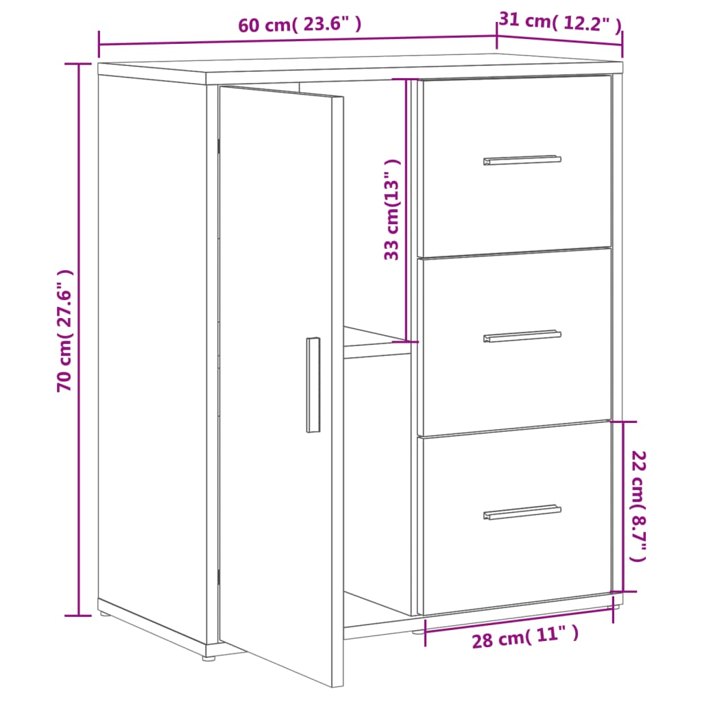 Sideboards 2 pcs Sonoma Oak 60x31x70 cm Engineered Wood