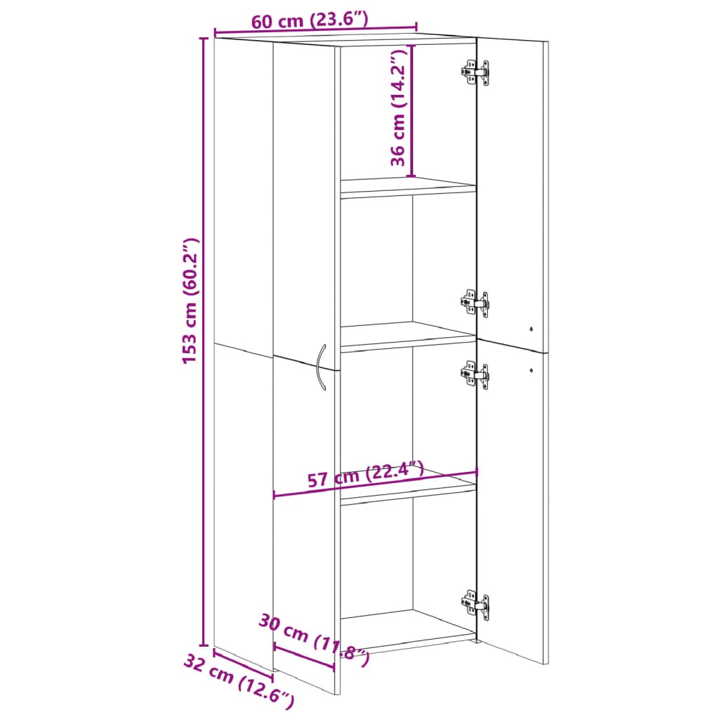 File Cabinet Sonoma Oak 60x32x153 cm Engineered Wood