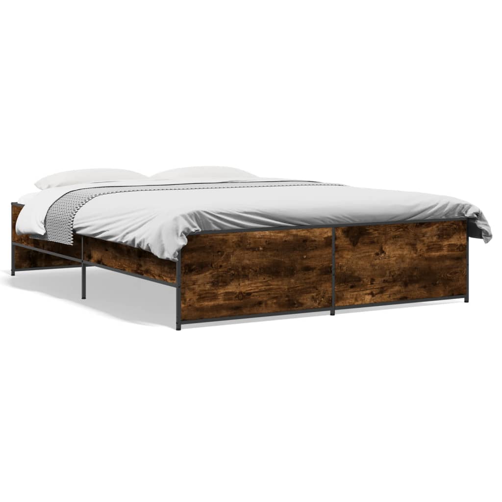 Bed Frame without Mattress Smoked Oak 160x200 cm