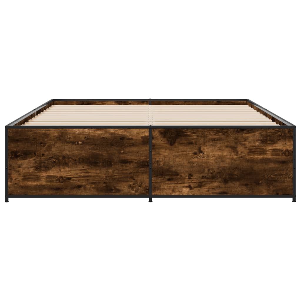 Bed Frame without Mattress Smoked Oak 160x200 cm
