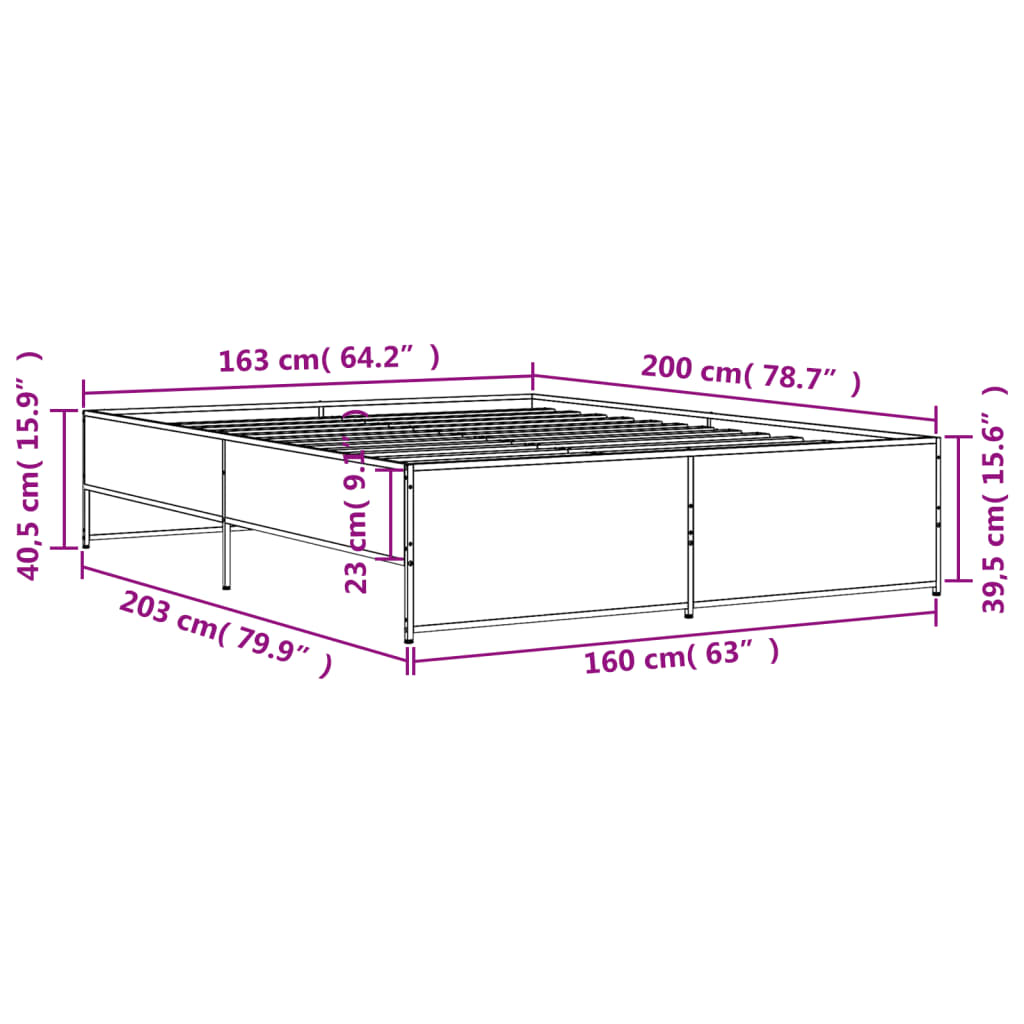 Bed Frame without Mattress Smoked Oak 160x200 cm