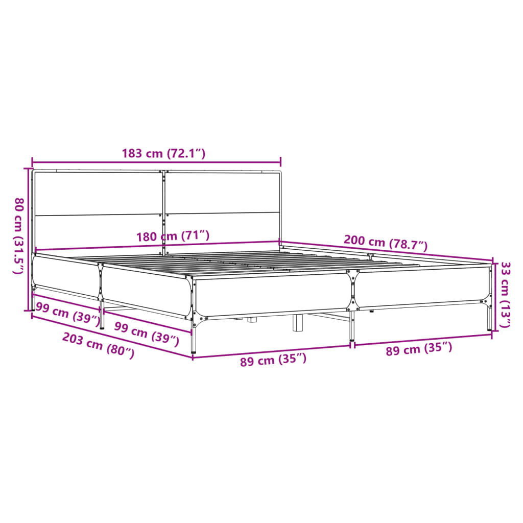 Bed Frame without Mattress Black 180x200 cm Super King