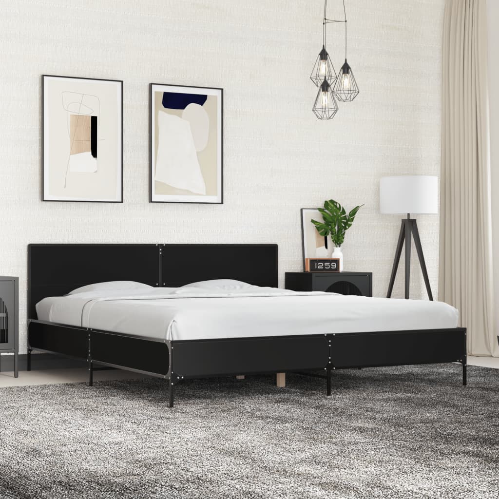 Bed Frame without Mattress Black 180x200 cm Super King