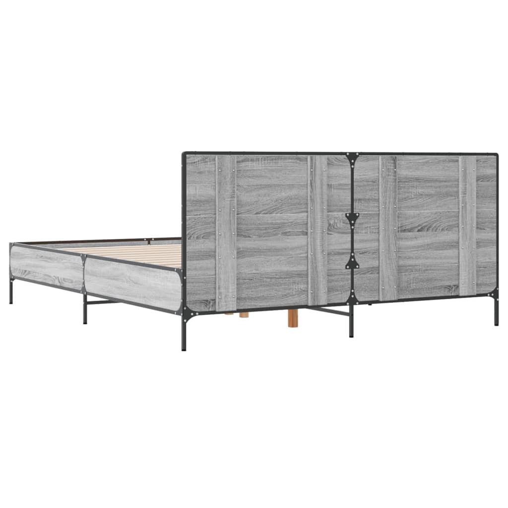 Bed Frame without Mattress Grey Sonoma 135x190 cm Double