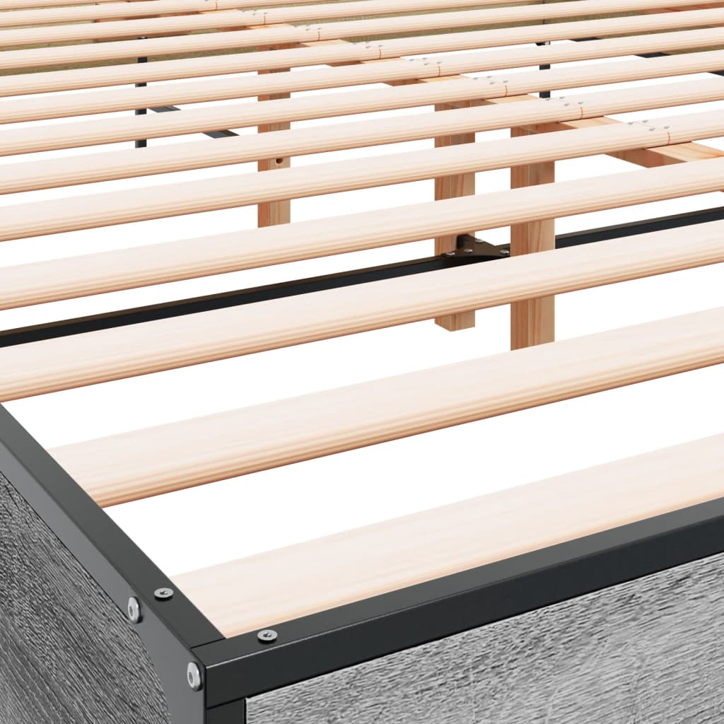 Bed Frame without Mattress Grey Sonoma 135x190 cm Double