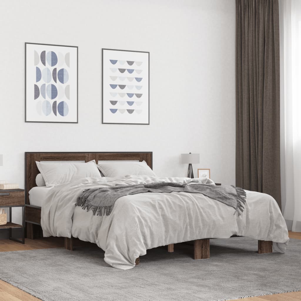 Bed Frame without Mattress Brown Oak 120x200 cm