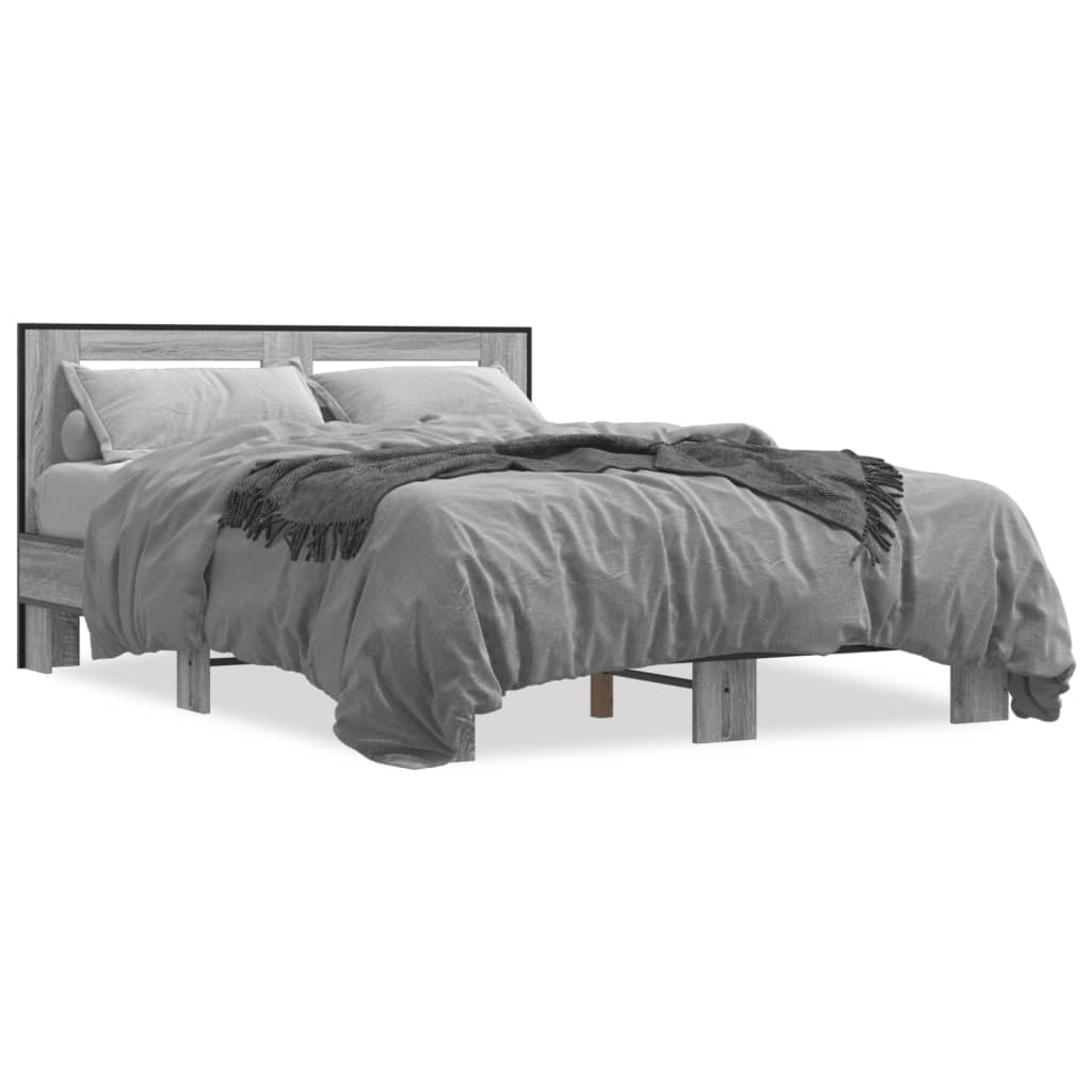 Bed Frame without Mattress Grey Sonoma 140x190 cm
