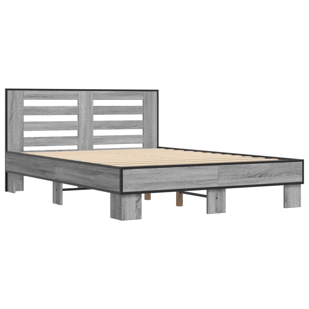Bed Frame without Mattress Grey Sonoma 140x190 cm