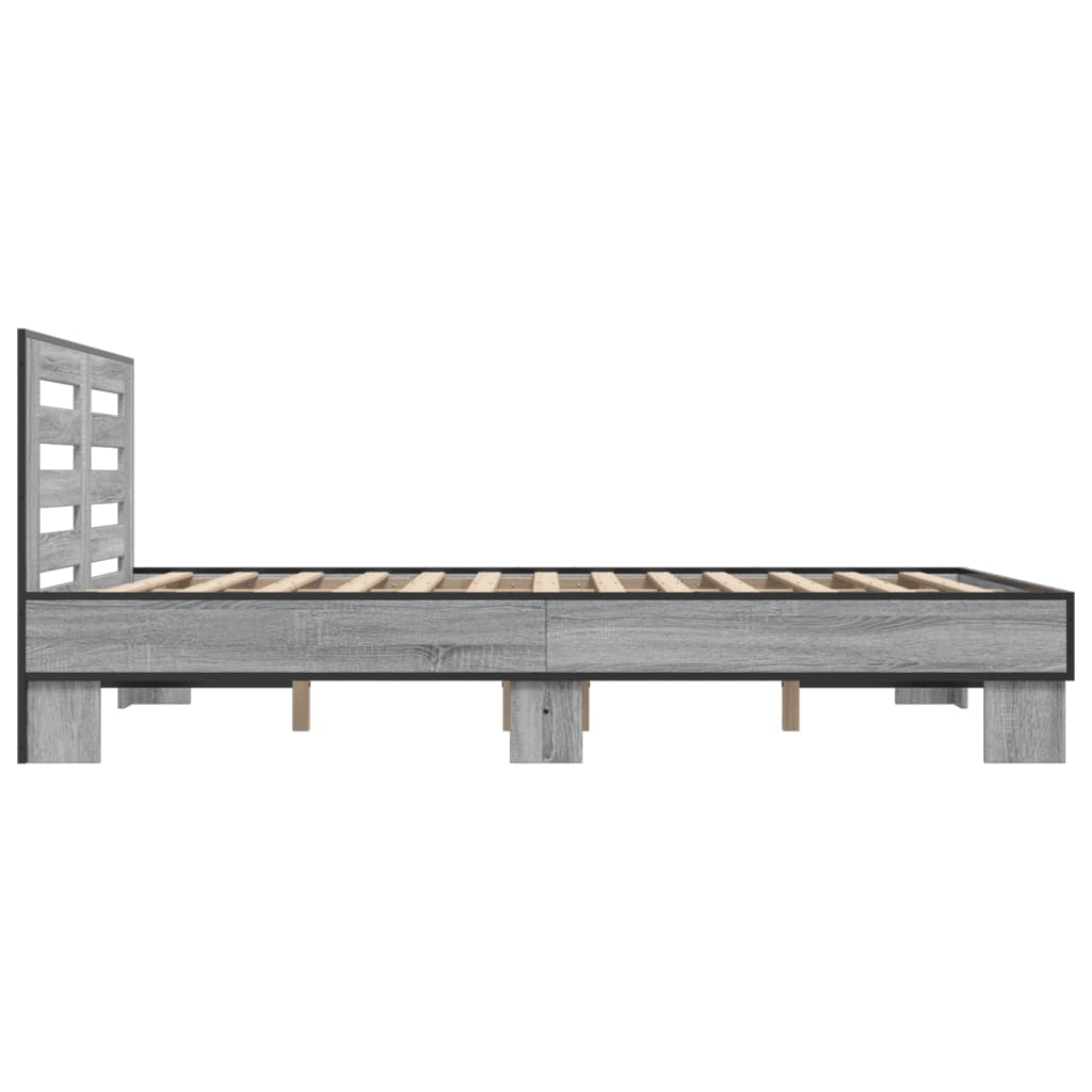 Bed Frame without Mattress Grey Sonoma 140x190 cm