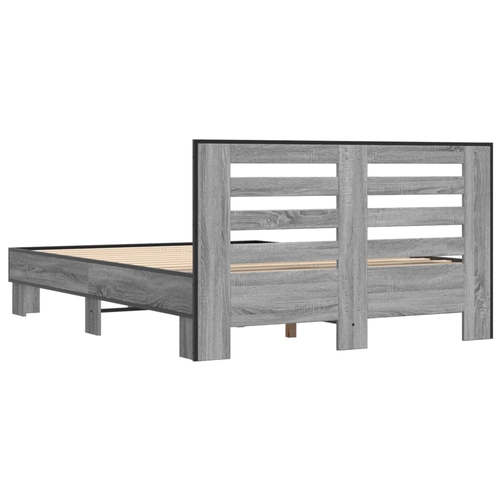 Bed Frame without Mattress Grey Sonoma 140x190 cm