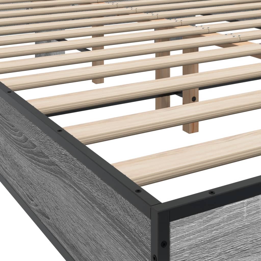Bed Frame without Mattress Grey Sonoma 140x190 cm