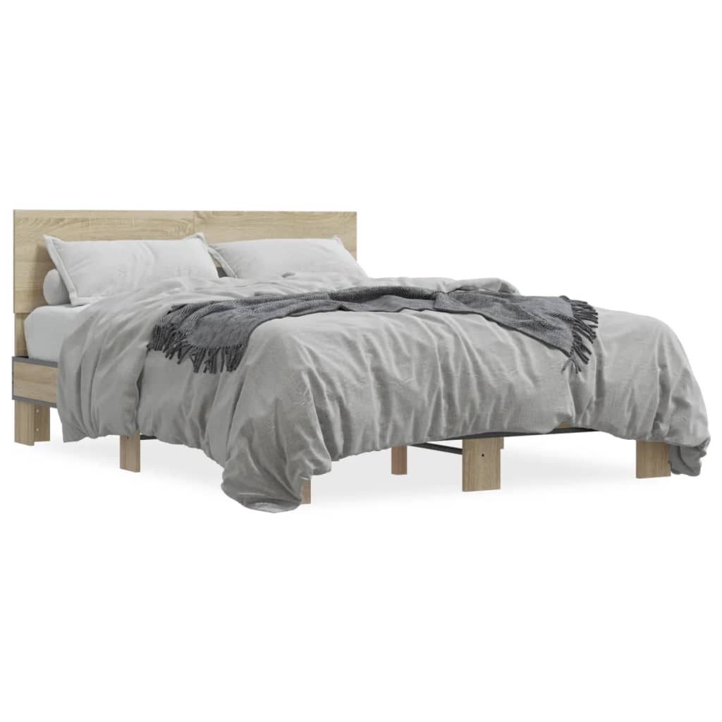 Bed Frame without Mattress Sonoma Oak 140x190 cm