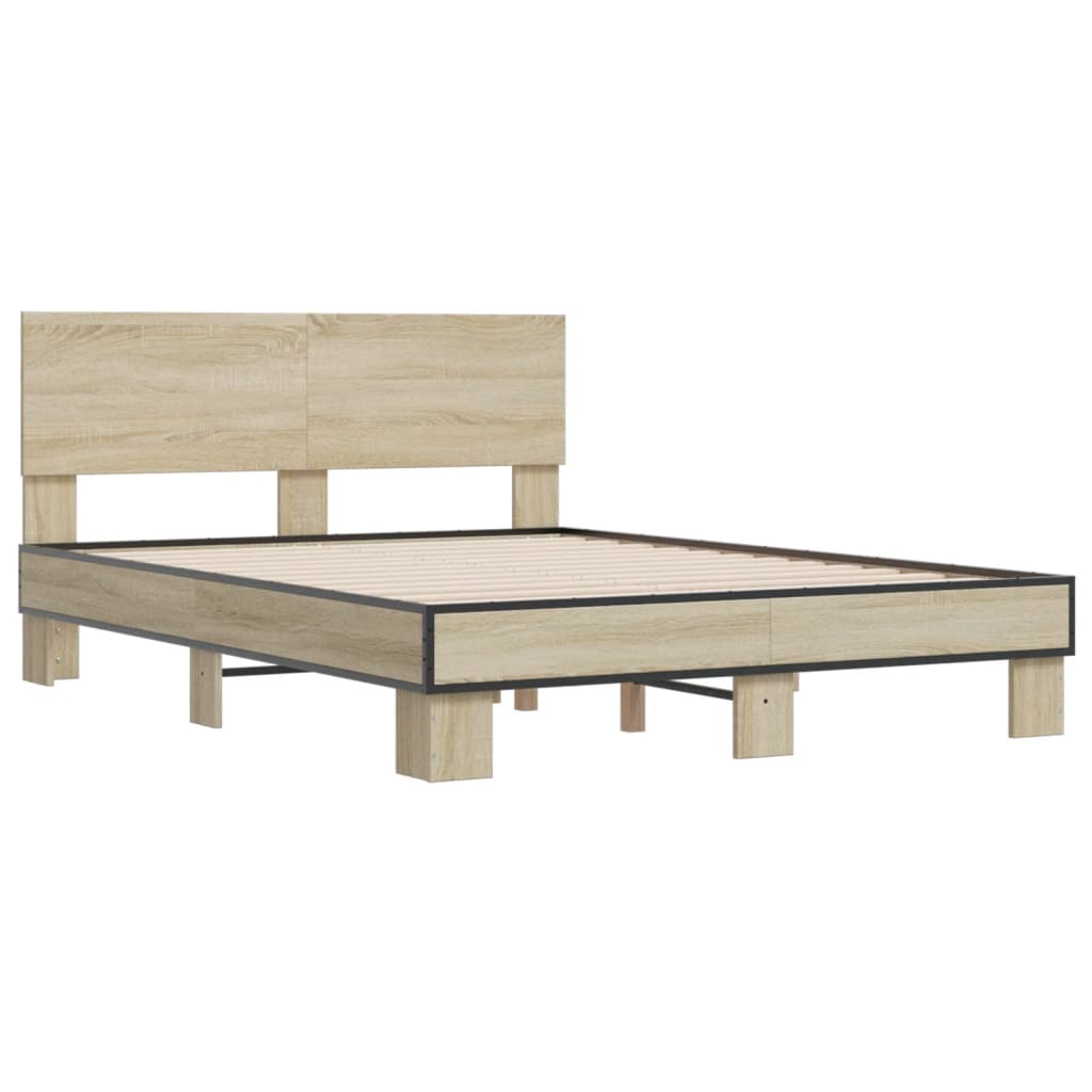 Bed Frame without Mattress Sonoma Oak 140x190 cm