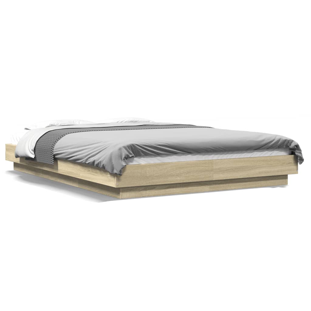 Bed Frame without Mattress Sonoma Oak 140x190 cm