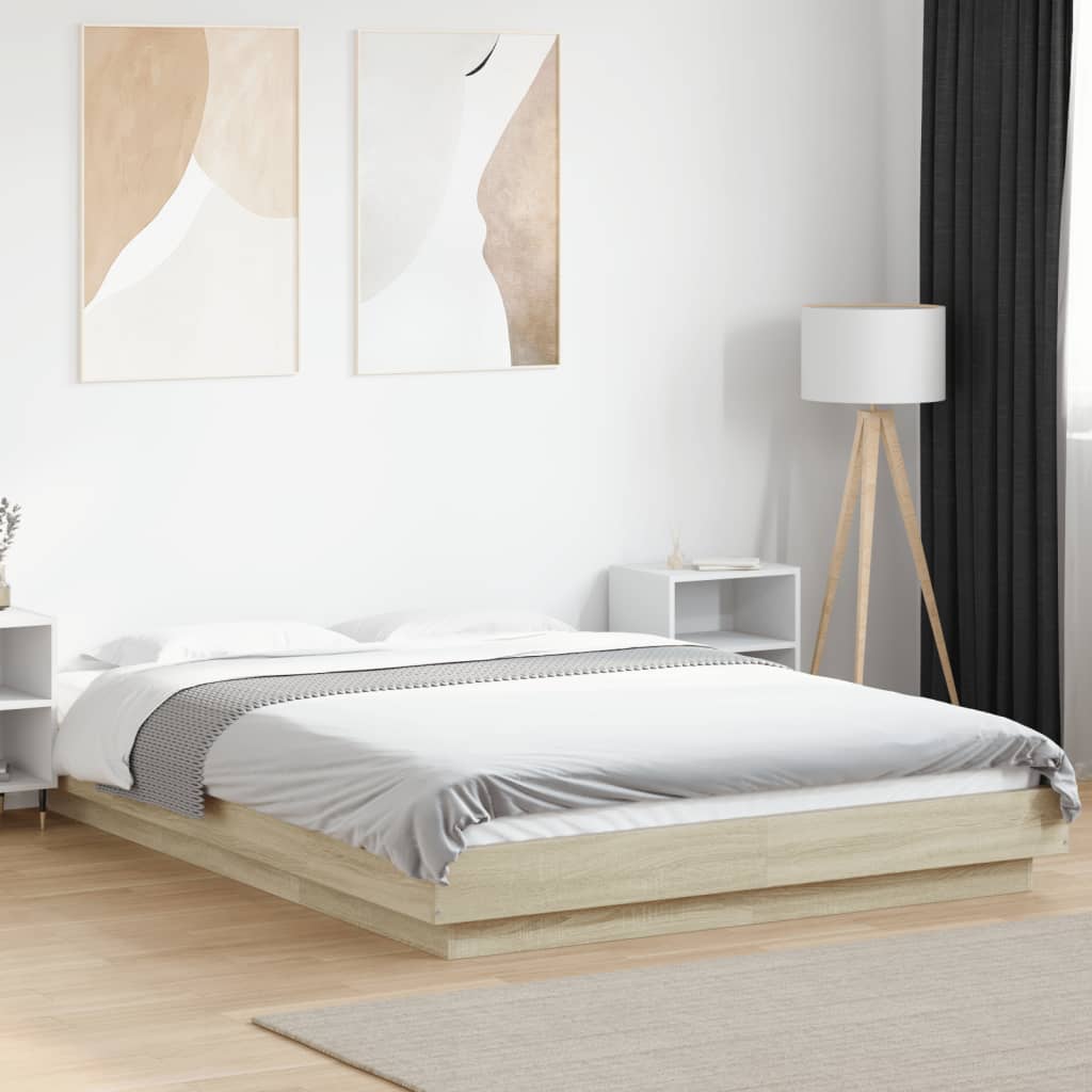 Bed Frame without Mattress Sonoma Oak 140x190 cm
