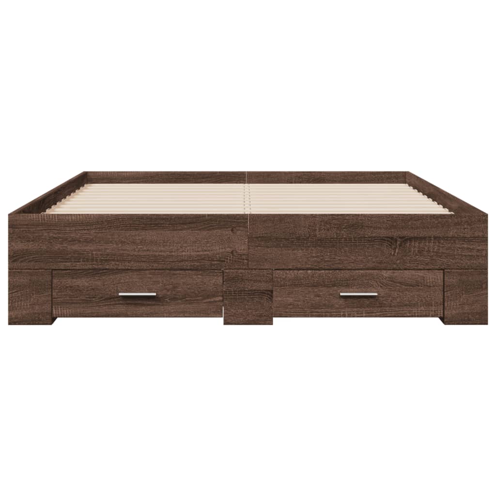 Bed Frame with Drawers without Mattress Brown Oak 120x190 cm Small Double