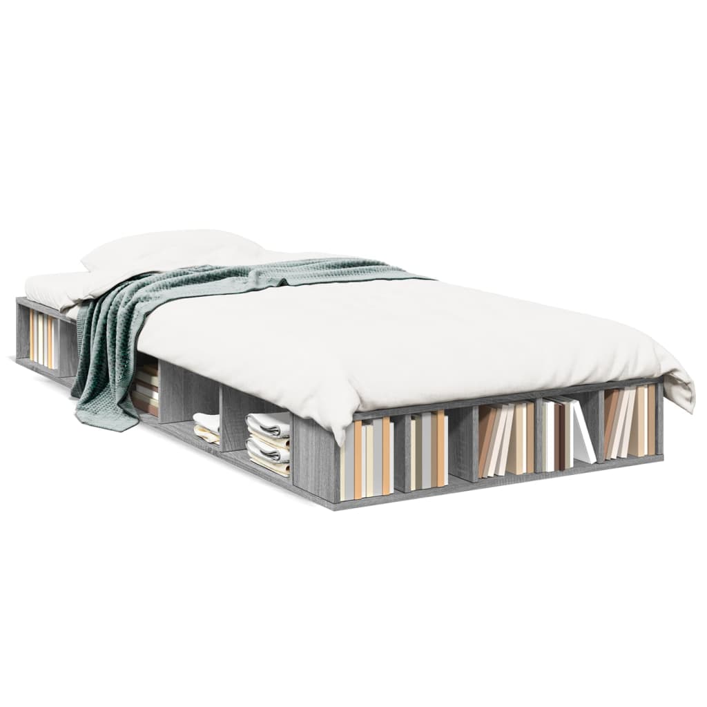 Bed Frame without Mattress Grey Sonoma 100x200 cm
