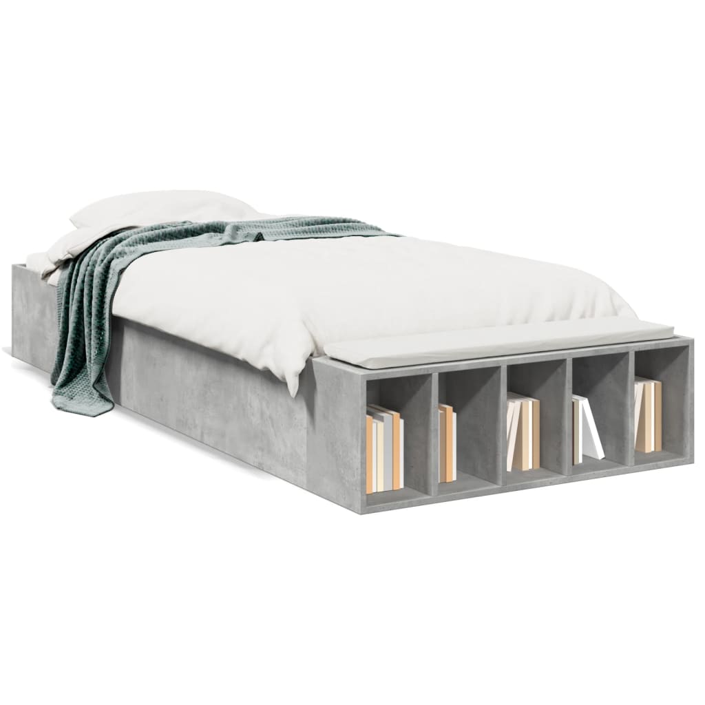 Bed Frame without Mattress Concrete Grey 75x190 cm Small Single