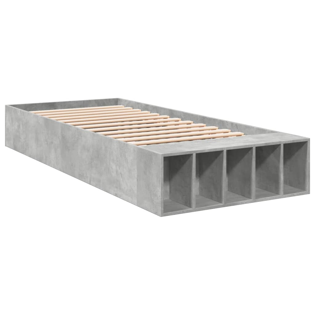 Bed Frame without Mattress Concrete Grey 75x190 cm Small Single