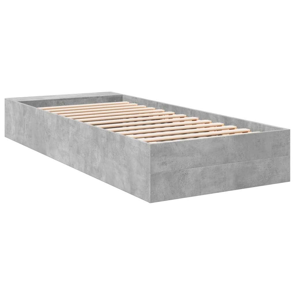 Bed Frame without Mattress Concrete Grey 75x190 cm Small Single