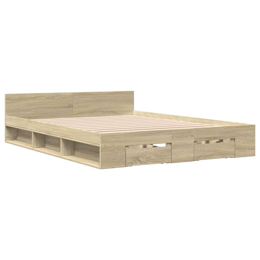 Bed Frame with Drawers without Mattress Sonoma Oak 120x200 cm