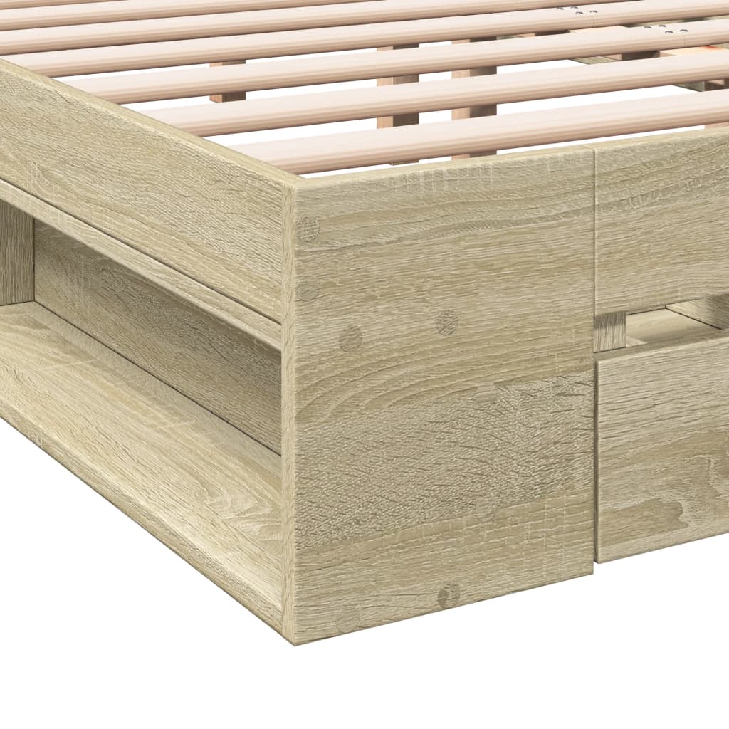 Bed Frame with Drawers without Mattress Sonoma Oak 120x200 cm