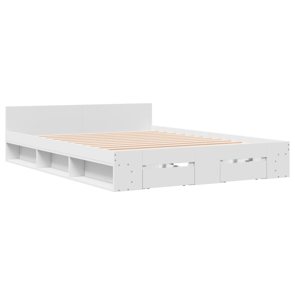 Bed Frame with Drawers without Mattress White 140x190 cm