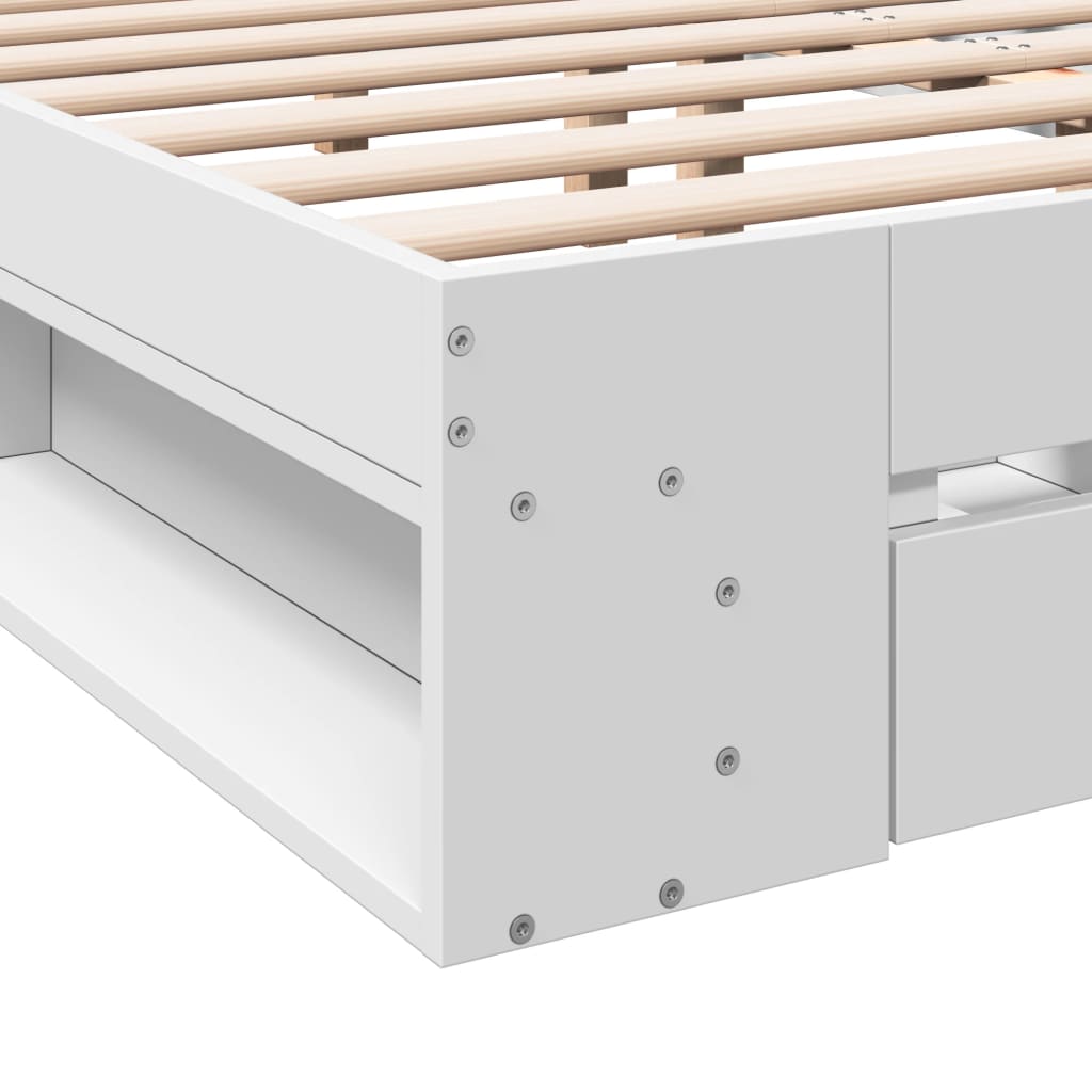Bed Frame with Drawers without Mattress White 140x190 cm