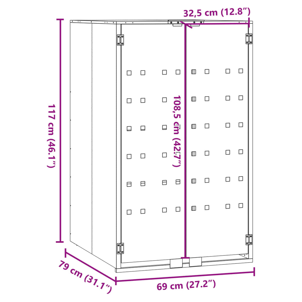 Wheelie Bin Storage for Single Bin Black 69x79x117 cm Steel