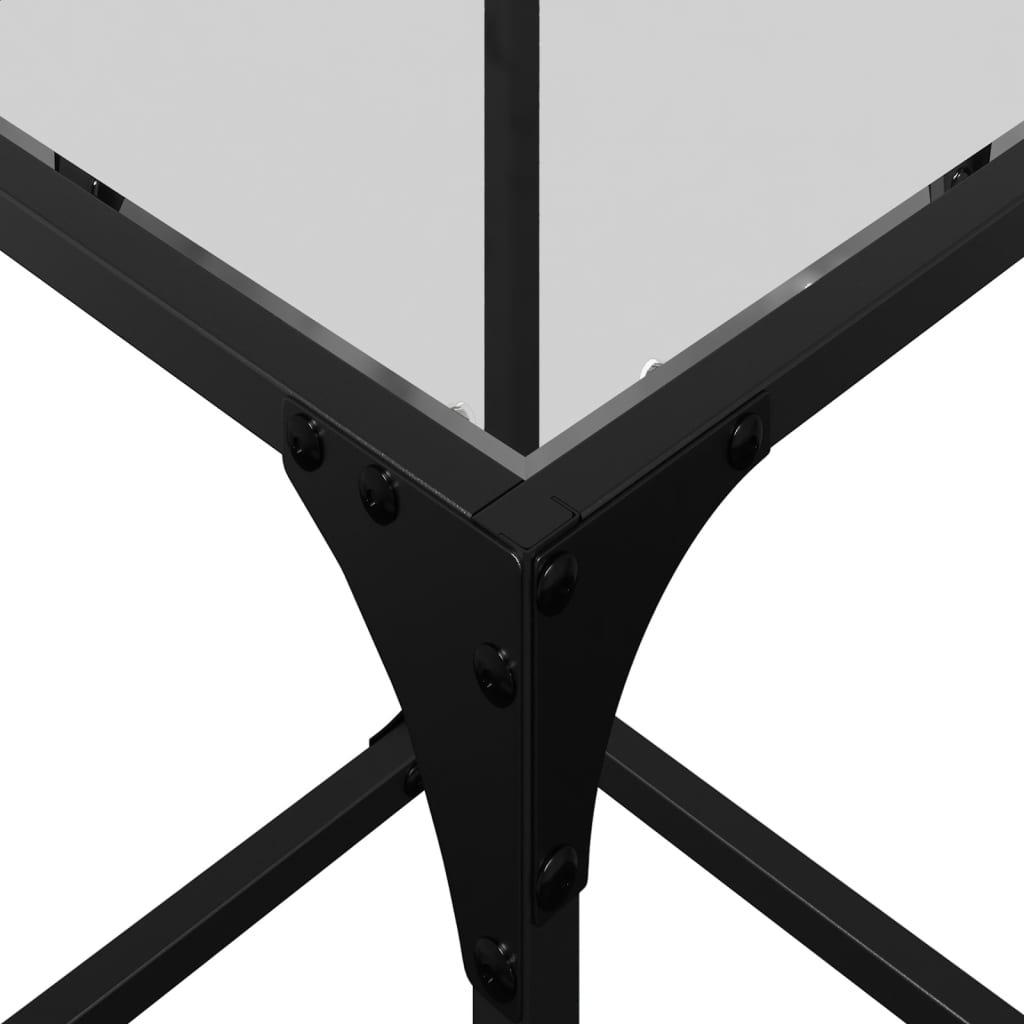 Coffee Tables with Transparent Glass Top 2 pcs 30x30x40 cm Steel