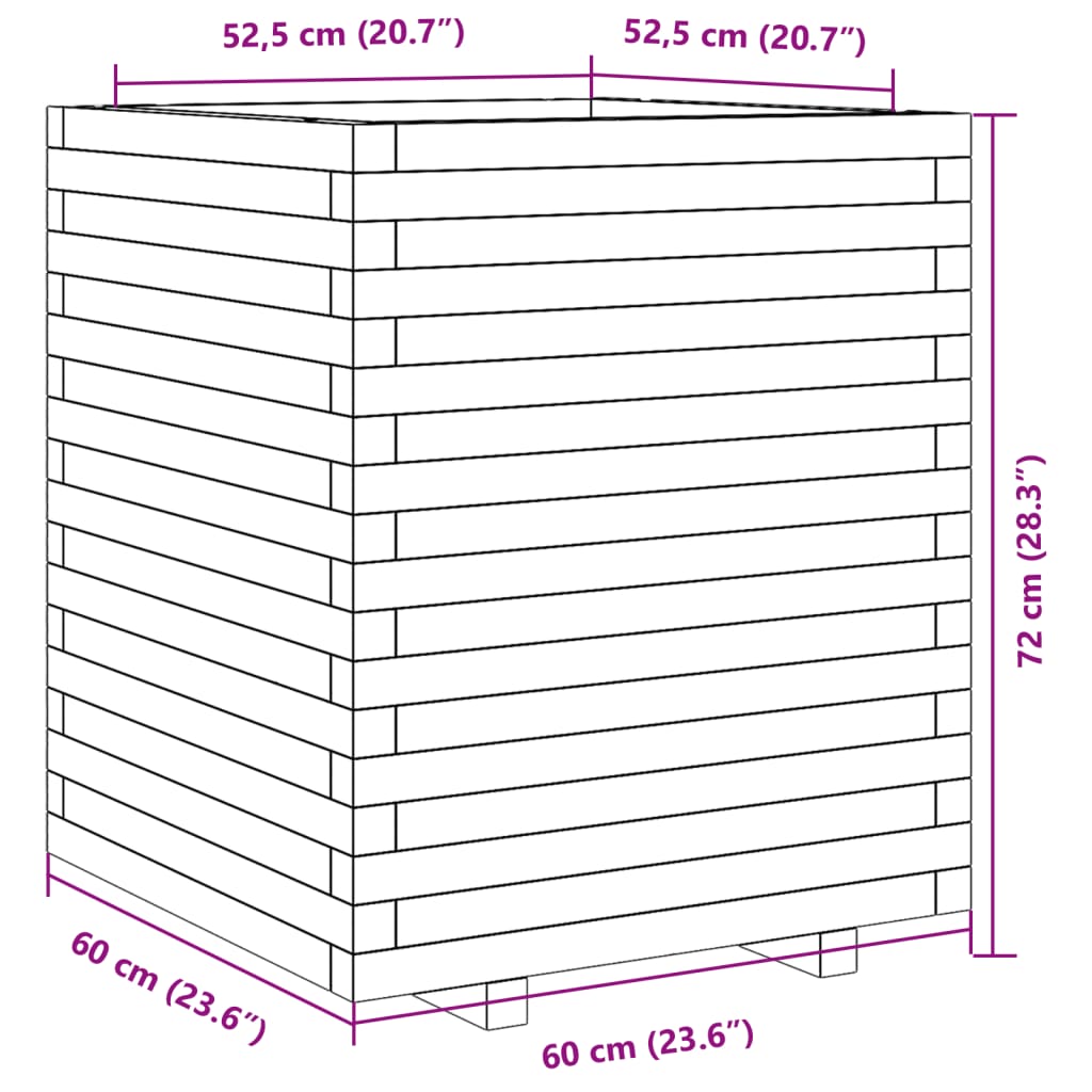 Garden Planter 60x60x72 cm Impregnated Wood Pine