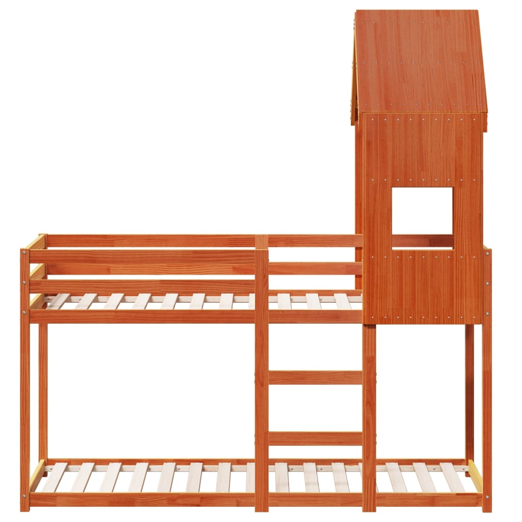 Bunk Bed without Mattress Wax Brown 75x190 cm Small Single Solid Wood Pine