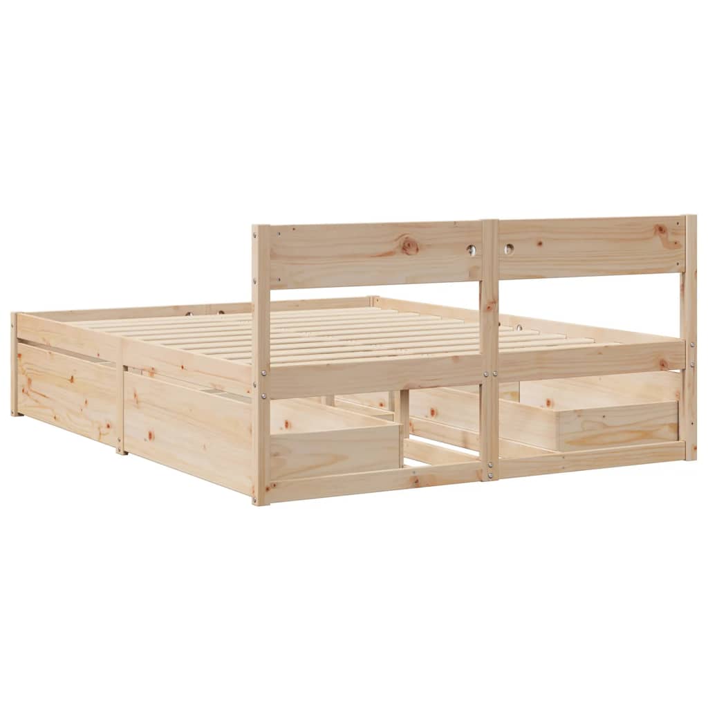 Bed Frame without Mattress 140x200 cm Solid Wood Pine