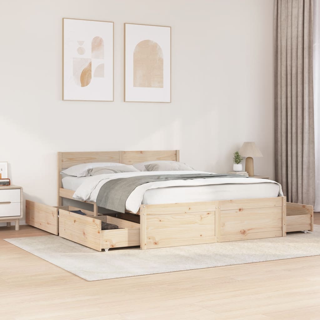 Bed Frame without Mattress 140x200 cm Solid Wood Pine