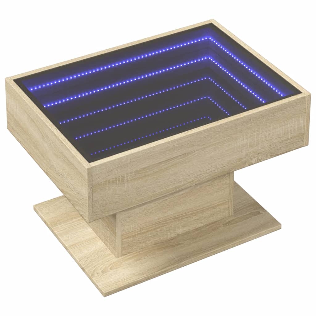 Coffee Table with LED Sonoma Oak 70x50x45 cm Engineered Wood