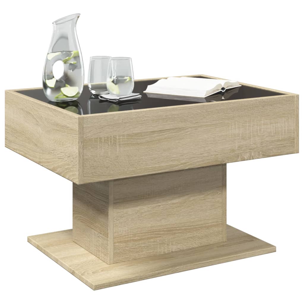 Coffee Table with LED Sonoma Oak 70x50x45 cm Engineered Wood
